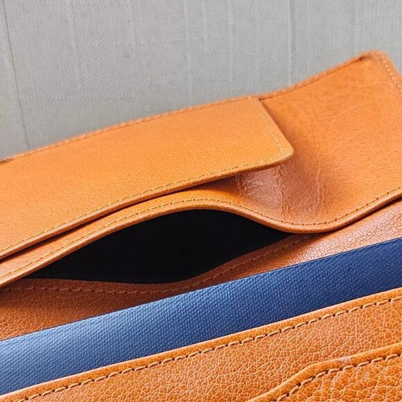 Genuine Leather Passport Holder Handmade Wallet Bifold Mustard Yellow Cardholder - Picture 10 of 12